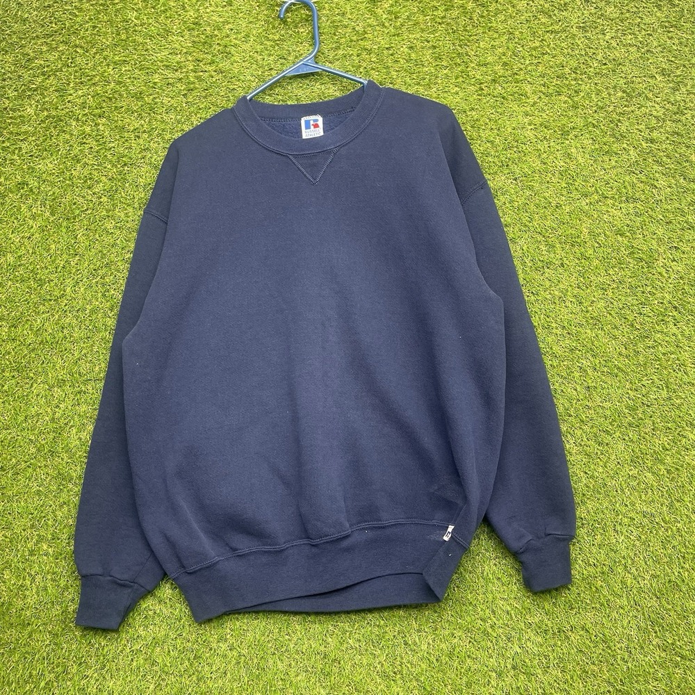 Vintage Russell Athletic Sweatshirt Mens XL Blank Pullover Made in USA Navy Blue